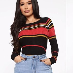 Striped long sleeve sweater